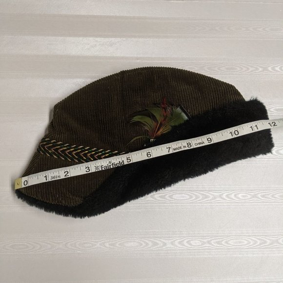 Corduroy & Faux Fur Winter Hat/Cap Head Hugger - Picture 10 of 11